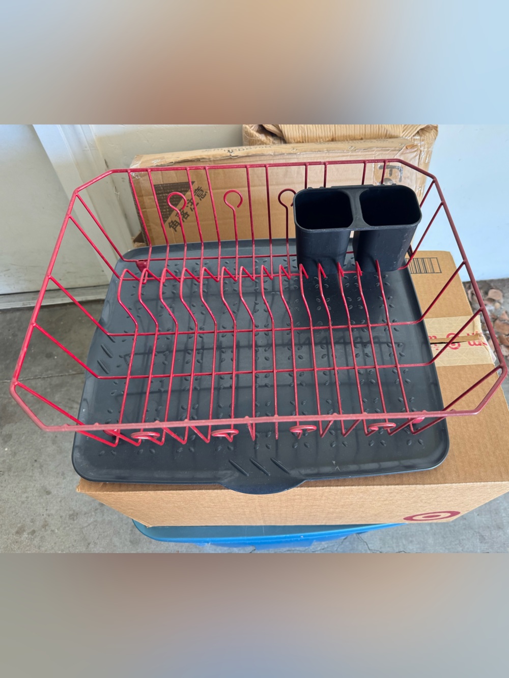 Vintage Michael Graves Design Rubbermaid Dish Rack Set - Rare Red & Black